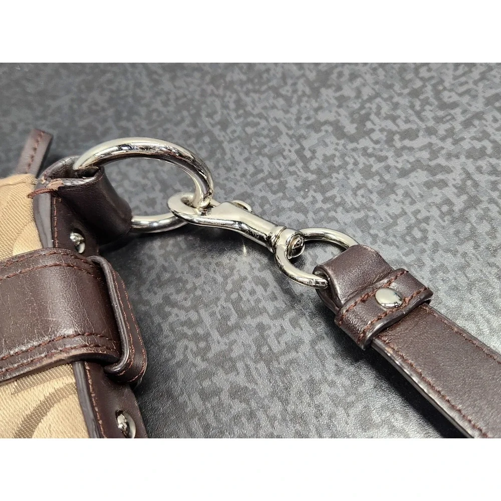 Coach Signature Leather Sateen Tan Brown F18862 Crossbody Bag Convertible Strap